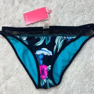 HEAT Women’s swim bottom’s Size SMALL Black Fluorescent colored flowers NEW #409